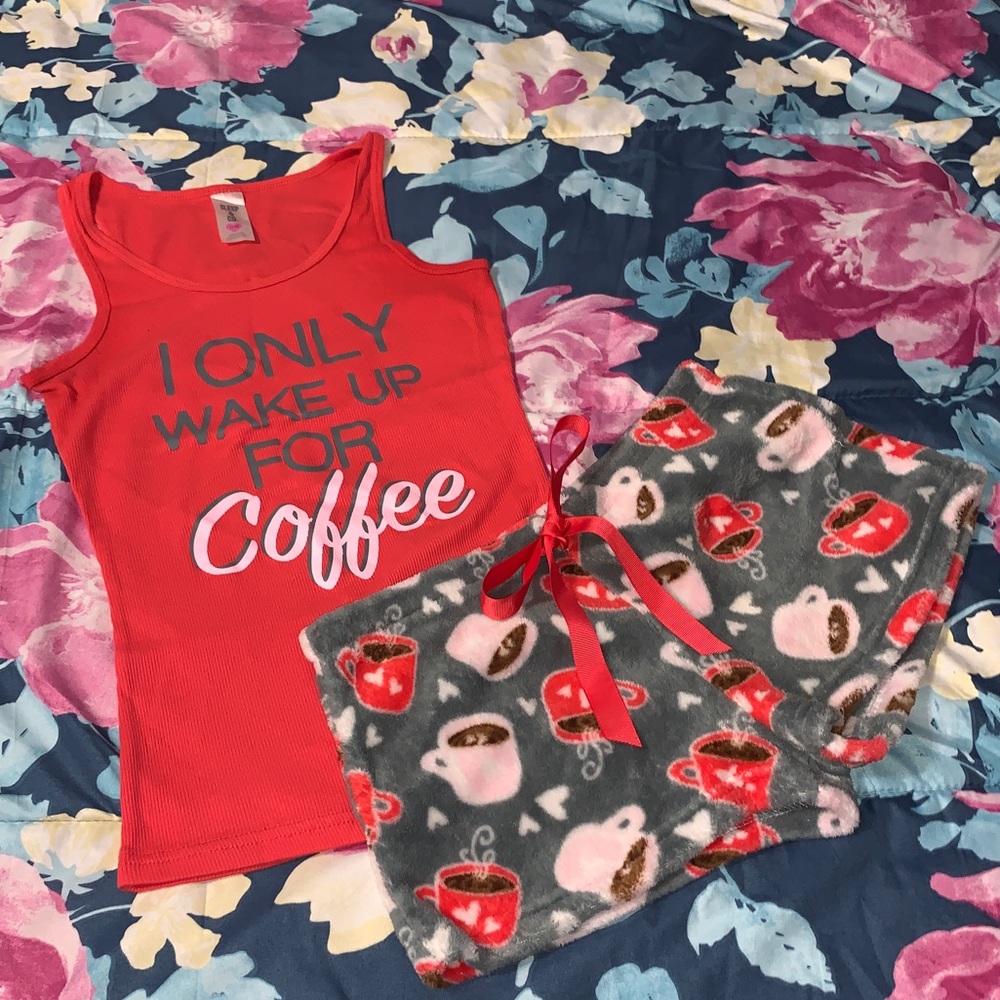 Only wake up for coffee pjs set!